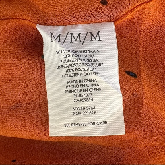 CAbi Orange Sprinkle Size M Top Double Layer Chiffon Sleeveless V-Neck blouse - Picture 16 of 16